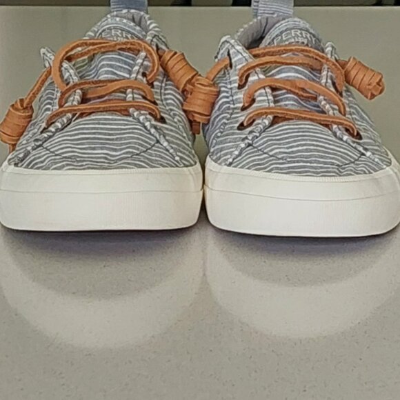 Sperry Memory Foam Gray/Whte  Striped Top-Siders Size 7M - Picture 5 of 16